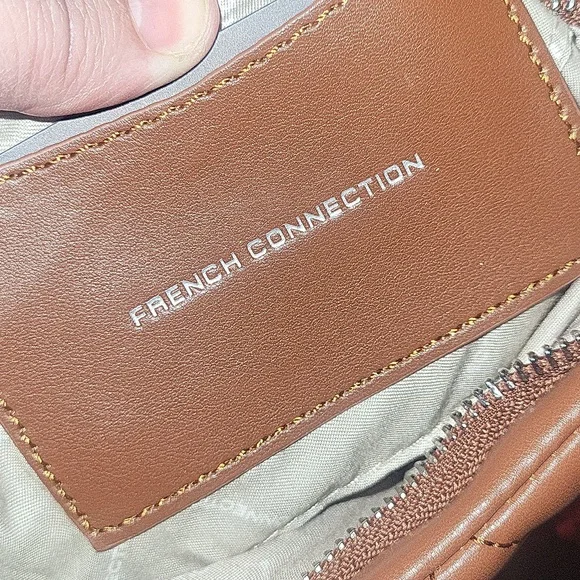 French Connection Quilted Brown Shoulder Bag with Silver Chain - Picture 4 of 7